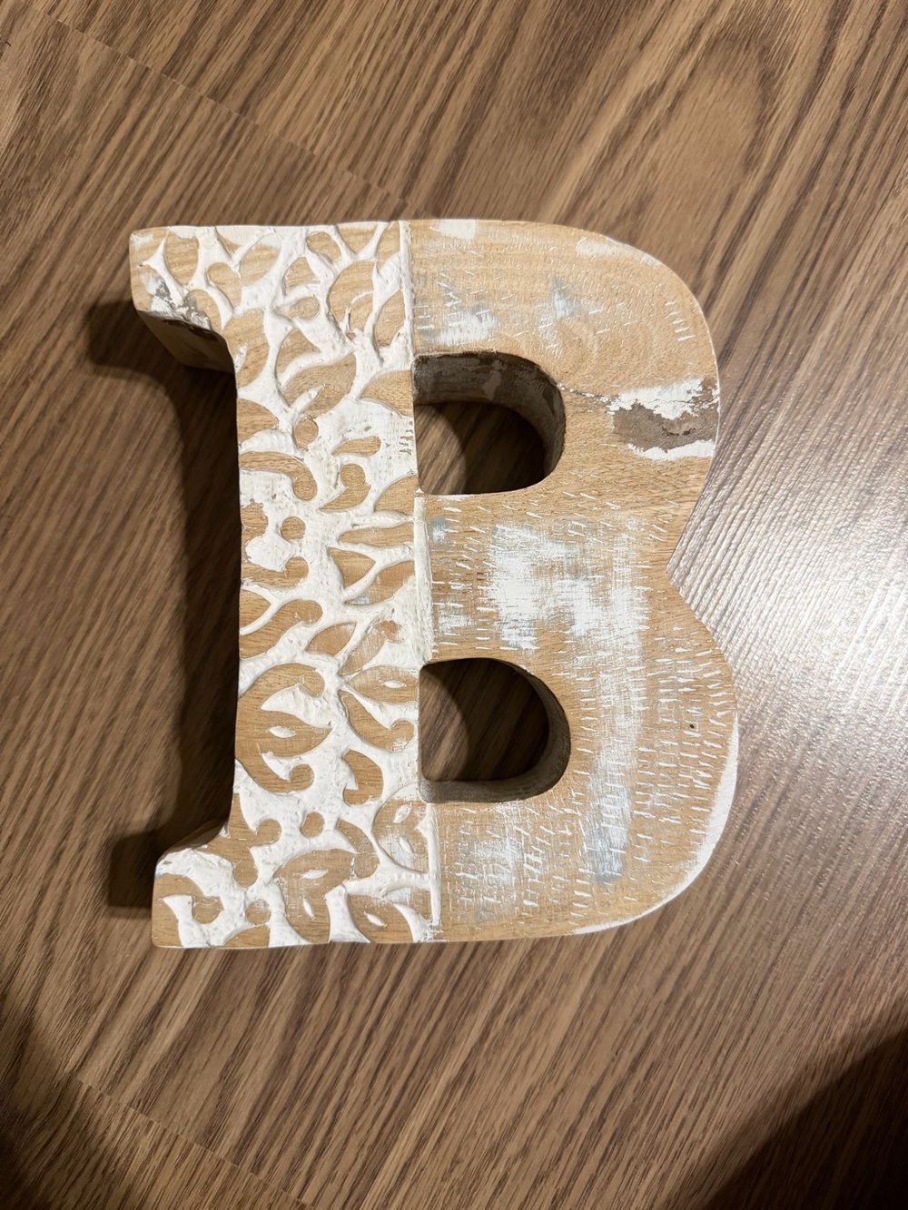 T.J.Maxx White and Natural Wood Decorative Letter B